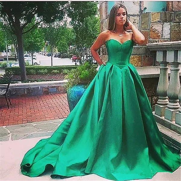 Off the Shoulder High Slit Emerald Green Satin Long Prom Dresses, Long –  Eip Collection