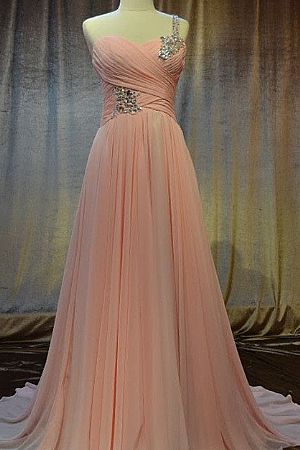 Ruched Chiffon Pink Evening Dress Bridesmaid Gowns