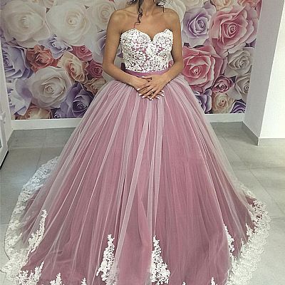 Pink Ball Gown Prom Dress Quinceanera Gowns