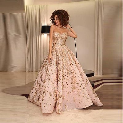 Glamorous Beading Appliqued Prom Dress Evening Wear