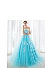 Sweetheart Blue Tulle Evening Dress with Appliques