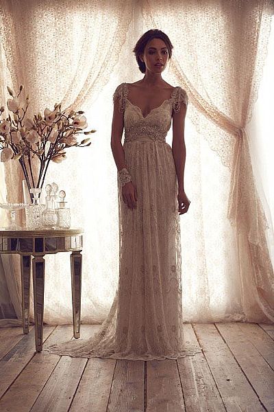 Vintage Ivory Lace Wedding Dresses A-Line