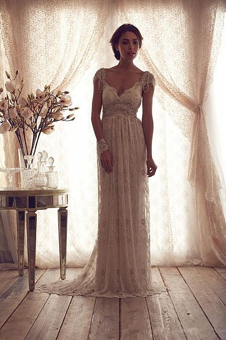 Vintage Ivory Lace Wedding Dresses A-Line