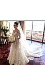 Beautiful Wedding Dress with Detachable Train and Floral Appliques