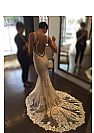 Embroidery Lace Wedding Dress with Removable Train