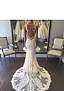 Embroidery Lace Wedding Dress with Removable Train