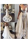 Embroidery Lace Wedding Dress with Removable Train