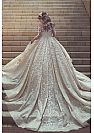 Ball Gown Wedding Dress with Floral Appliques & Crystals