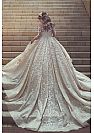 Ball Gown Wedding Dress with Floral Appliques & Crystals