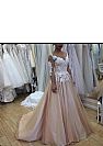 Champagne Wedding Dress with Appliqued Bodice Lace Up