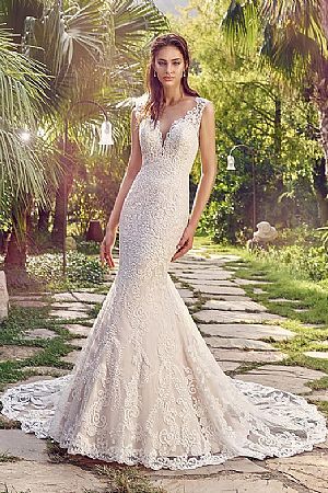 Sexy Champagne Lace Mermaid Wedding Dress