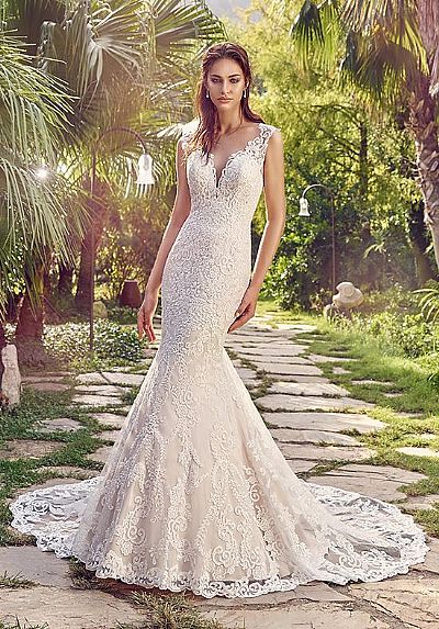 Sexy Champagne Lace Mermaid Wedding Dress