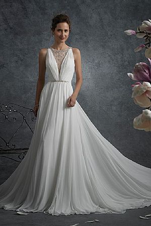 Illusion Chiffon Beaded A-Line Wedding Dresses