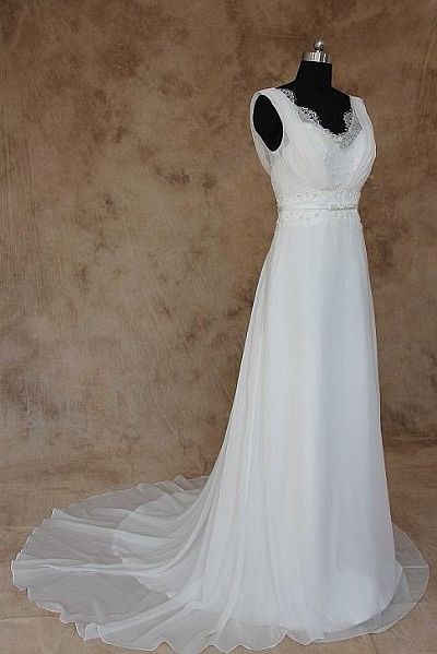 Simple Chiffon A-Line Wedding Dress with Cowl Back