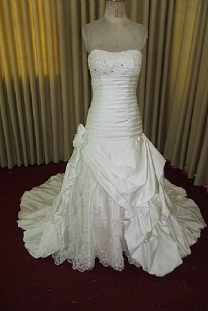 Strapless Wedding Dress Lace Up with Ruching