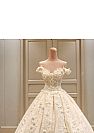 Off Shoulder Ball Gown Wedding Dress with Flowers