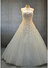 Strapless Beading Appliqued Wedding Gowns Lace Up