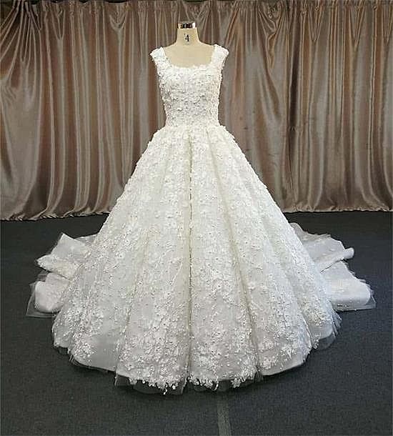 pleated ball gown wedding dress