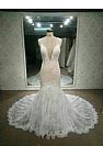 Sexy Backless Lace Wedding Dress with Plunging Neckline