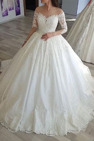 Romantic Lace Ball Gown Wedding Dress 2018