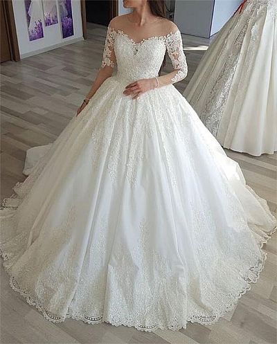 Romantic Lace Ball Gown Wedding Dress 2018