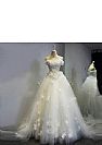 Off Shoulder Fluffy Tulle Wedding Dress with Flowers