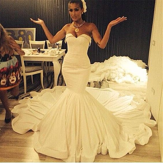 satin mermaid wedding gown