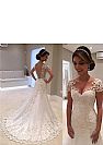 Simple and Elegant Lace Wedding Dress with Short Sleeves