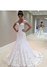 Simple and Elegant Lace Wedding Dress with Short Sleeves