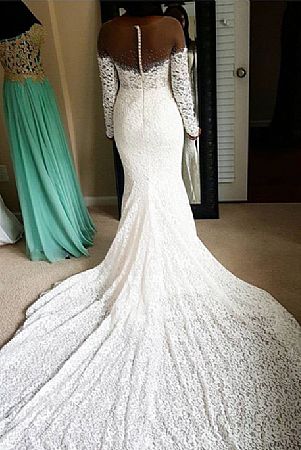 Sexy African Lace Beaded Wedding Dresses with Chapel Train