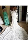 Sexy African Lace Beaded Wedding Dresses with Chapel Train