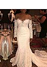 Sexy African Lace Beaded Wedding Dresses with Chapel Train