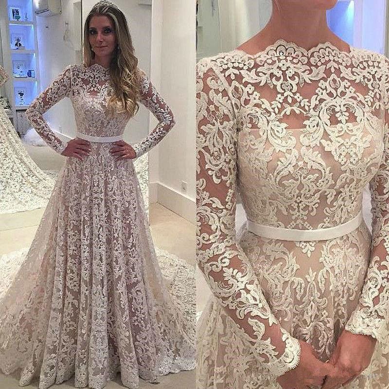 2017 Vintage Ivory Lace Wedding Dress ...