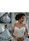 Lace Beading Ball Gown Wedding Dresses with Long Sleeves