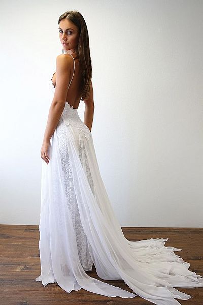 Sexy High Split Boho Beach Wedding Dresses