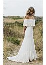 Designer Sexy Bateau Boho Beach Wedding Dress