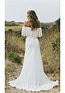 Designer Sexy Bateau Boho Beach Wedding Dress