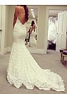 Slim Lace Mermaid Wedding Dress with Spaghetti Straps