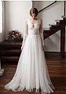 Illusion Puffy Beach Wedding Dresses with Plunging Neckline