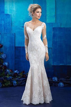 Illusion Lace Mermaid Wedding Dresses with Sweep Train