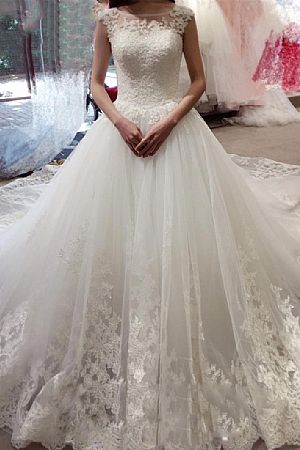 Fabulous Ball Gown Wedding Dress with Chapel Train