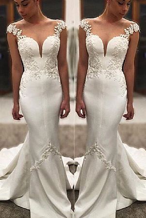 Sexy Satin Mermaid Wedding Dresses with Straps 2018