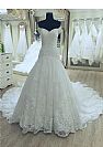 Gorgeous Lace Appliqued Wedding Dresses with Chapel Train