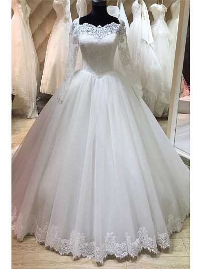 Princess Ball Gown Wedding Dresses with Long Sleeves