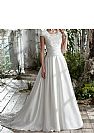 Simple Pleated Satin Wedding Dresses with Short Sleeves