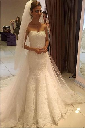 Romantic Lace Beading Mermaid Wedding Gowns 2018