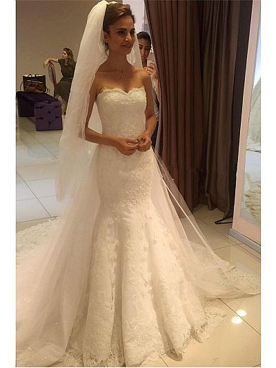 Romantic Lace Beading Mermaid Wedding Gowns 2018