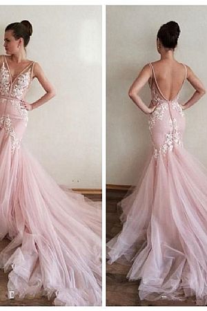 2018 Stunning Blush Pink Wedding Dresses Backless