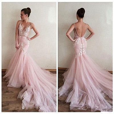 2018 Stunning Blush Pink Wedding Dresses Backless