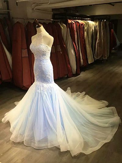 Gorgeous Light Blue Organza Wedding Dresses 2018
